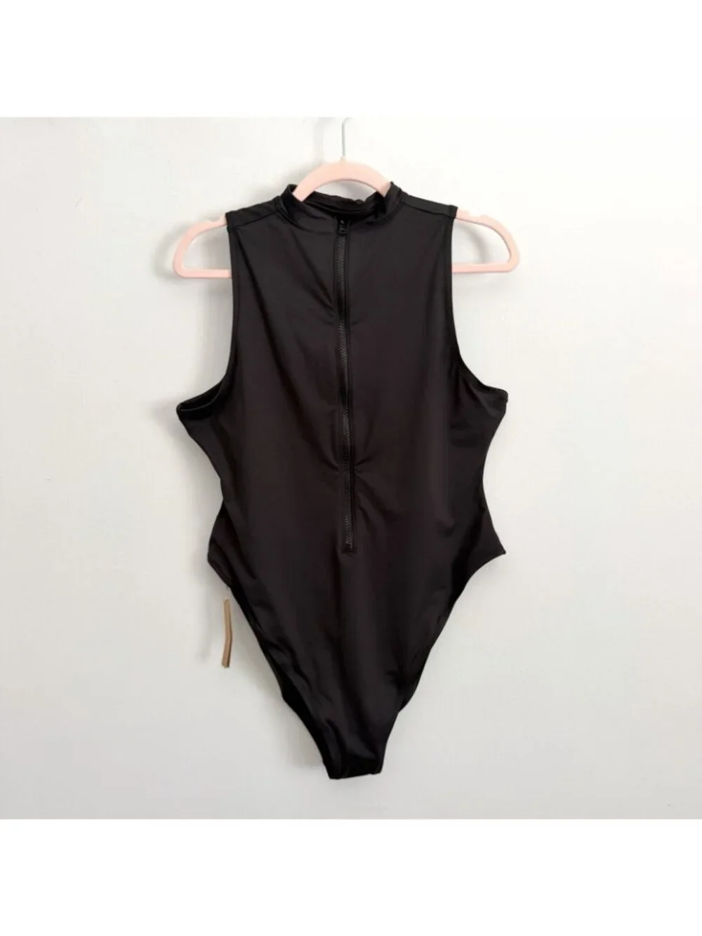 NEW Skims Black Zip Front Sleeveless One Piece Swimsuit Women’s Size 2X